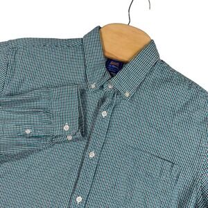 Le Tigre Flannel Shirt‎ Mens L Blue Houndstooth Plaid Long Sleeve Lightweight